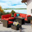 Ensemble de patio extérieur en rotin 8 pièces avec foyer-945199400