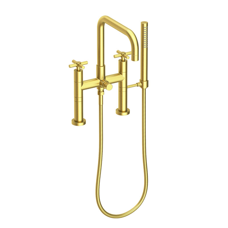 Exposed Tub & Hand Shower Set - Deck Mount, Satin Brass