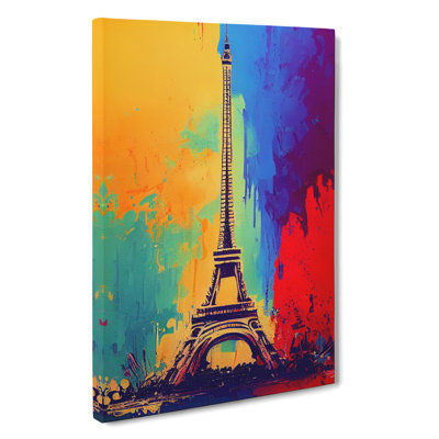 Eiffel Tower Paint Splash No.4 - Wrapped Canvas