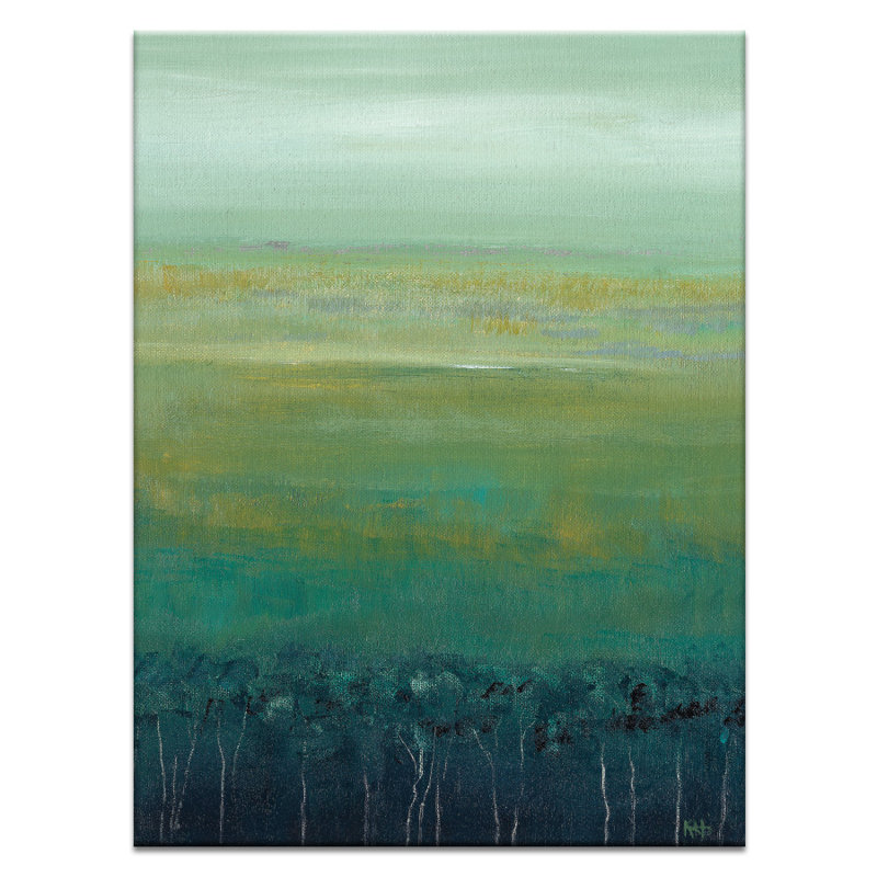 Through The Trees by Karen Hopkins - Painting on Canvas, Black Floater Frame, 51cm H x 41cm W
