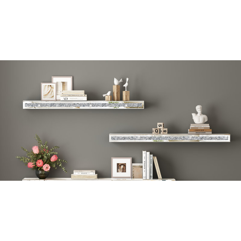 Ensemble de 2 tablettes flottantes en verre miroitant de 48 po et 60 po