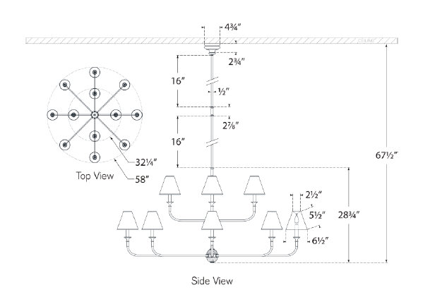 Thomas O'Brien Piaf Grande Two-Tier Chandelier, Aged Iron/Ebonized Oak