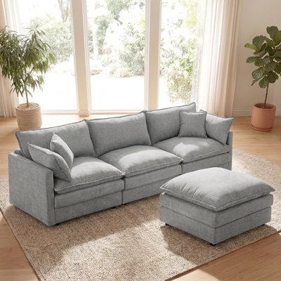 102" Modern Modular L-Shaped Sectional Sofa with Removable Ottoman