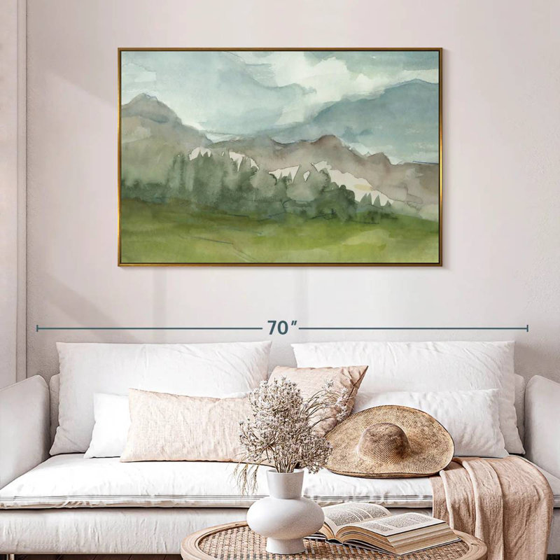Plein Air Mountain View I, 46 po x 31 po, Cadre flottant doré