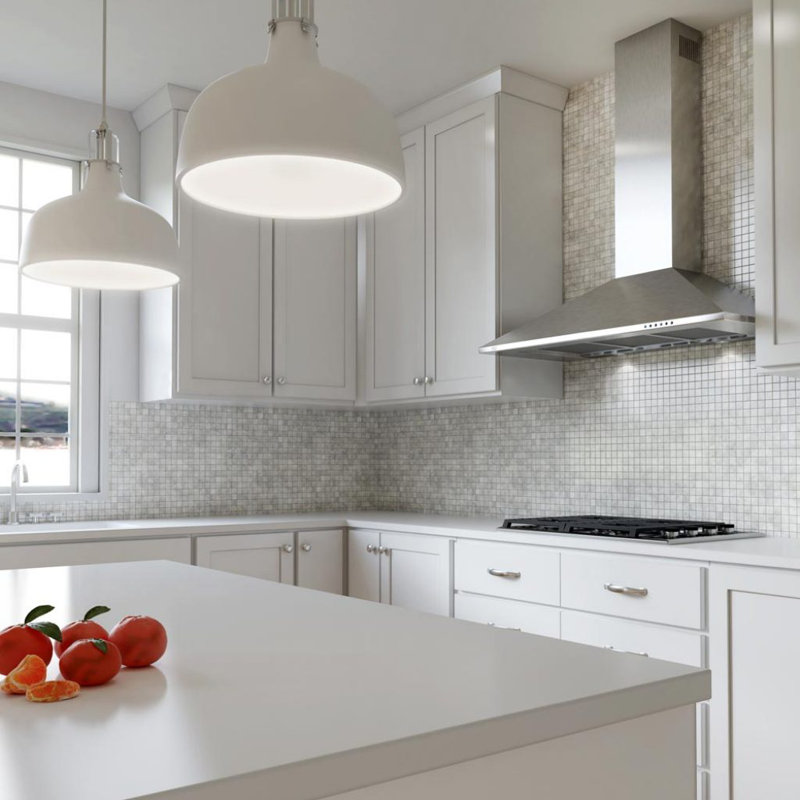 30" 600 CFM Convertible Wall Mount Range Hood, White, 36"
