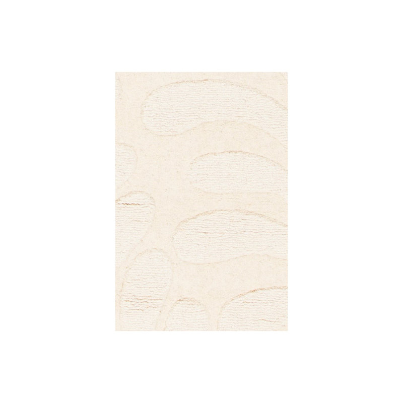 Tapis en laine touffeté à la main crème fabriqué à la main, 8 pi x 11 pi