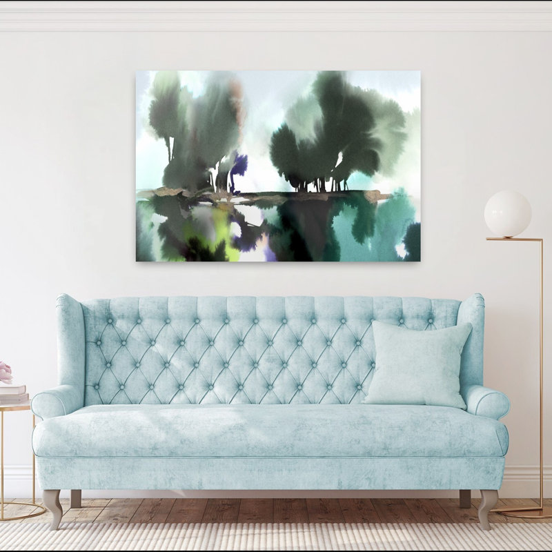 «Verdant Drift I Abstract Contemporary Landscape Nature», art mural, 40" H x 60" W