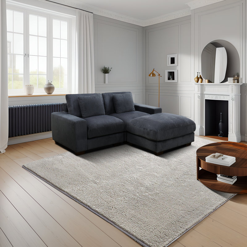 Canapé modulaire avec repose-pieds 3 pièces Corduroy, Gris foncé