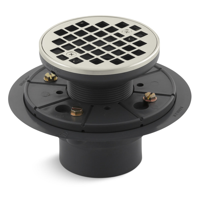 Drain de douche rond 3 po, Nickel poli éclatant