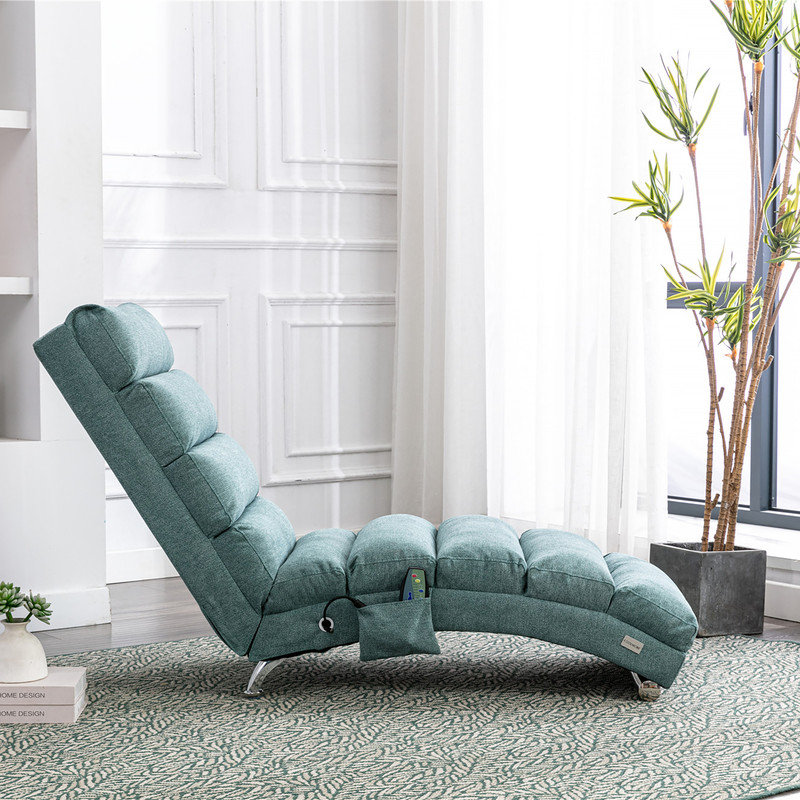 Linen Massage Chaise Lounge Indoor with Remote Control,Ergonomic Electric Massage Long Lounger with 5 Modes for Office, Living Room,Bedroom ()