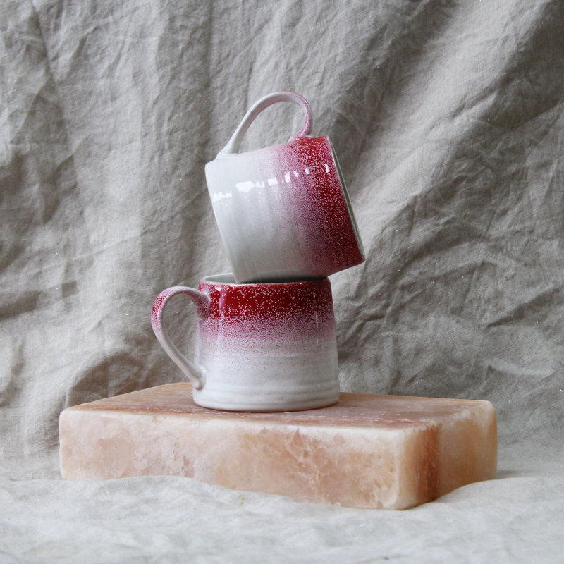 Ombre Speckle Glazed Mug, Red/Grey