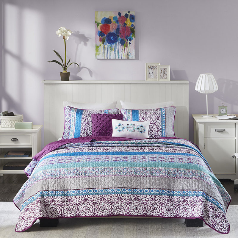 Courtepointe mauve simple / simple TG Global Inspired - et revers uni confortable avec coussins