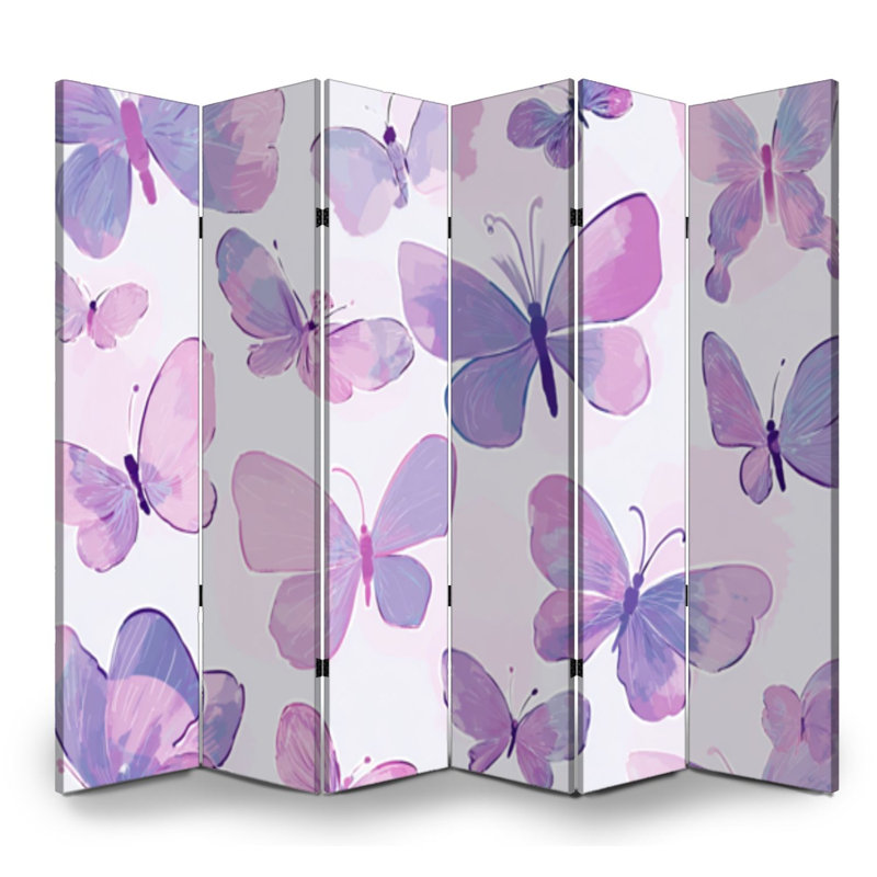 Cloison pliante 6 panneaux séparateur papillon Royal Pastel