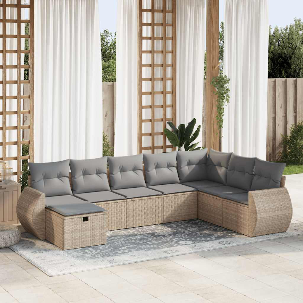 Vidaxl 8-Tlg. Garten-Sofagarnitur Mit Kissen Schwarz Poly Rattan