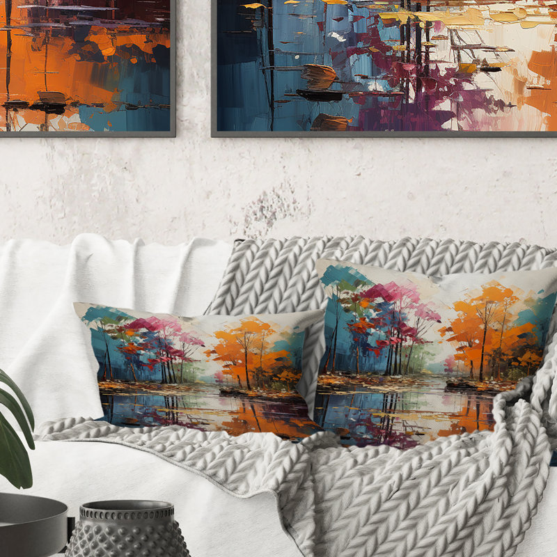 Coussin décoratif jaune et rose Neo Primal Forest Collage