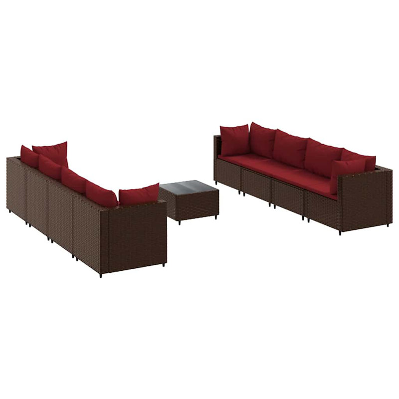 Ensemble de patio avec coussins en rotin Latitude Run®, Brun, 8, Rouge cannelle