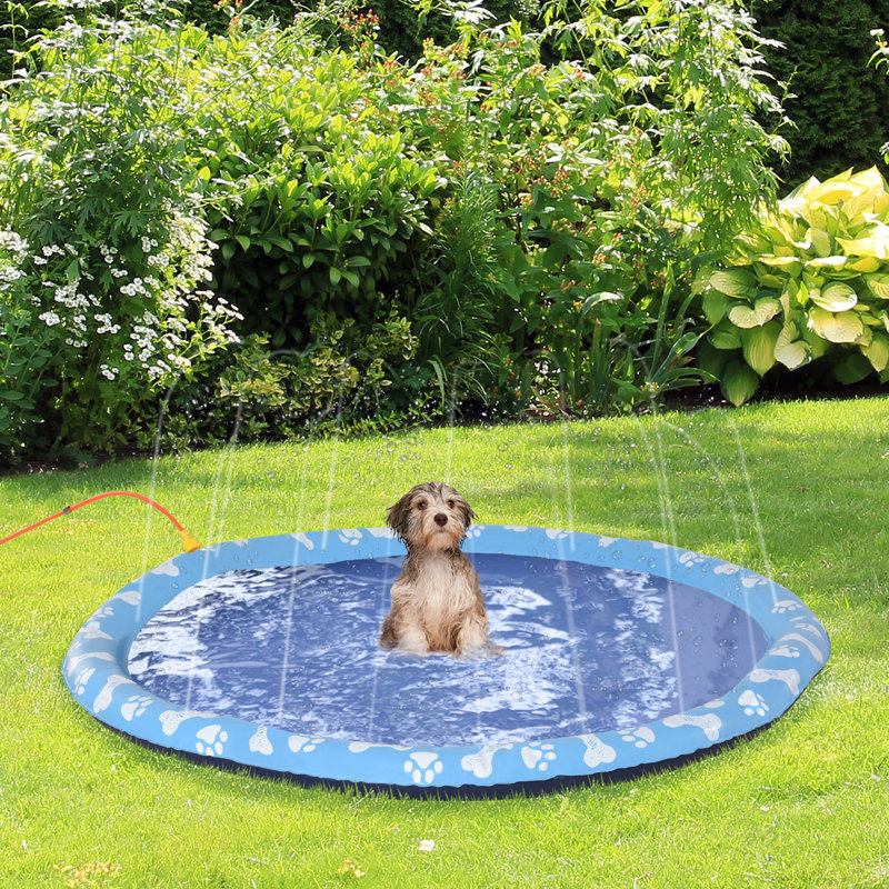 Dog Splash Pad Pet Sprinkler Mat for Garden Patio 170 cm Blue