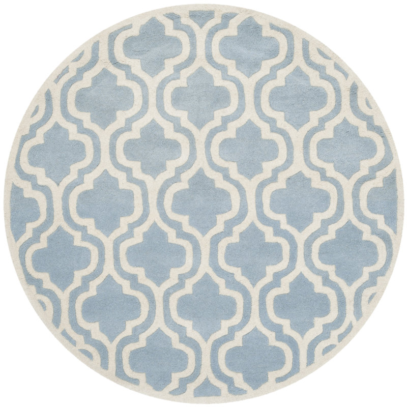 Carolene Hand Tufted Wool Geometric Rug, Round 5'