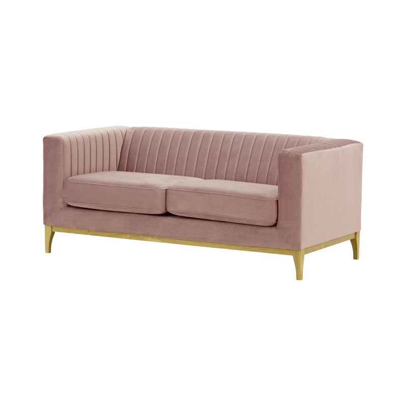 Buie Velvet Sofa, Like Oak, Pink