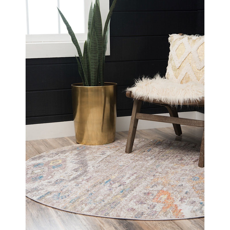 Geometric Indoor Rug, Round 3'3"