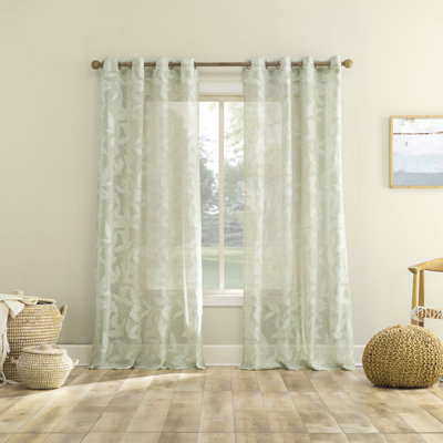 Nadia Textured Botanical Semi-Sheer Grommet Curtain Panel