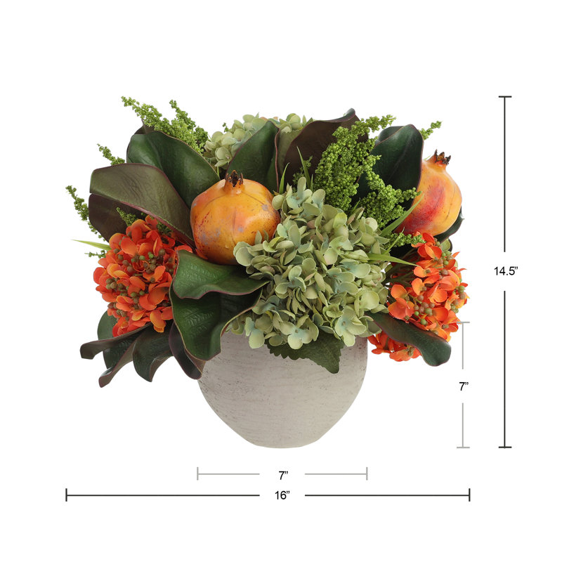 Pomegranate and Hydrangea Arrangement