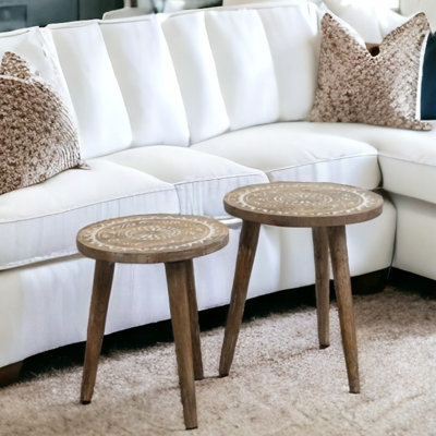 Ensemble de deux tables d'appoint en bois massif 