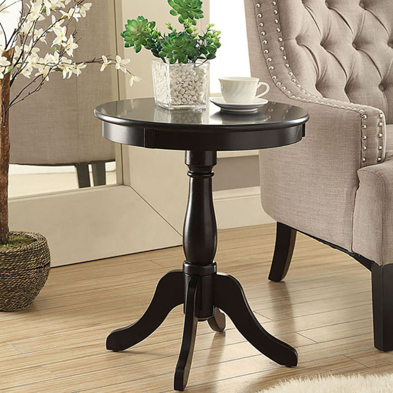 Table d'appoint avec piédestal tourné, Noir