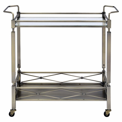 Chariot de service Matiesen, verre transparent et finition or antique