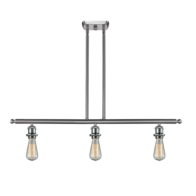 Luminaire suspendu linéaire à 3 lumières HamLake, Bullé, DEL, Nickel satiné brossé