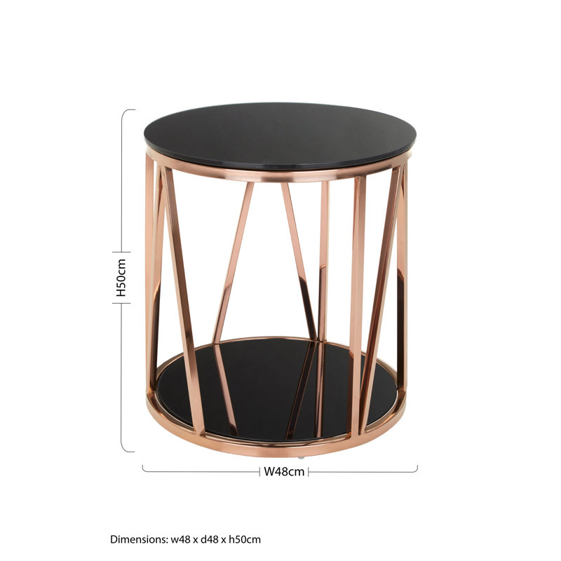 Bergsteinn Glass Top End Table, Gold/Black