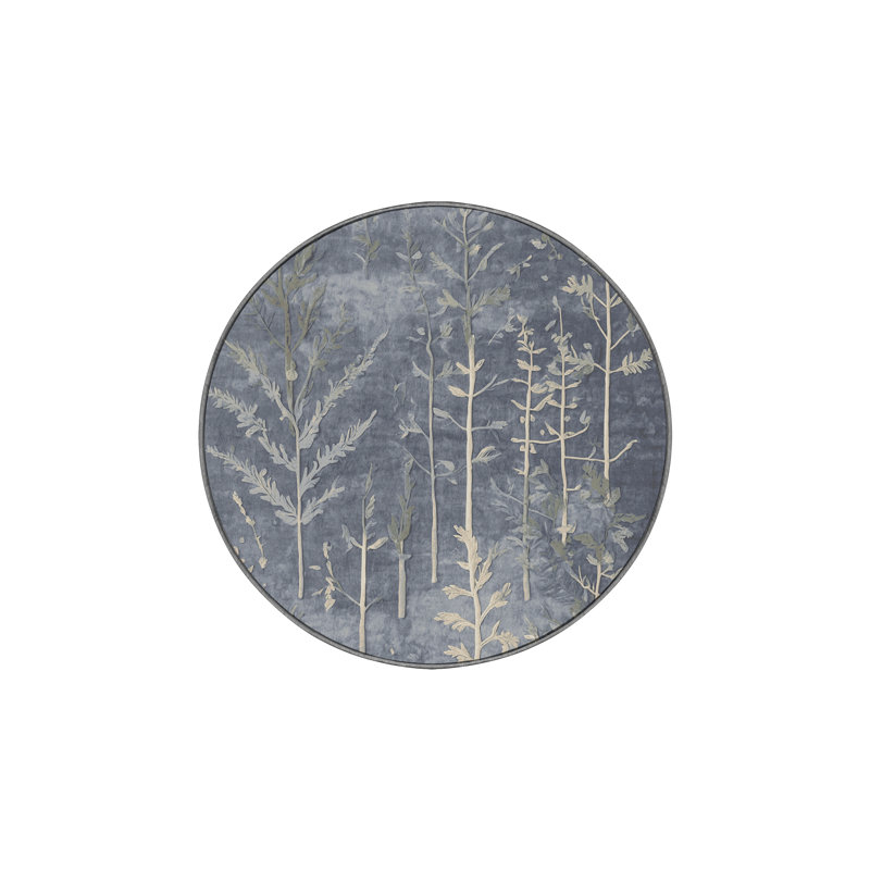 Machine Washable Gray Area Rug, Round 8'