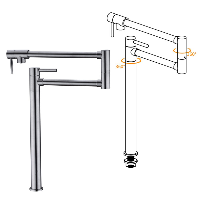 Robinet remplisseur double avec accessoires, Nickel brossé