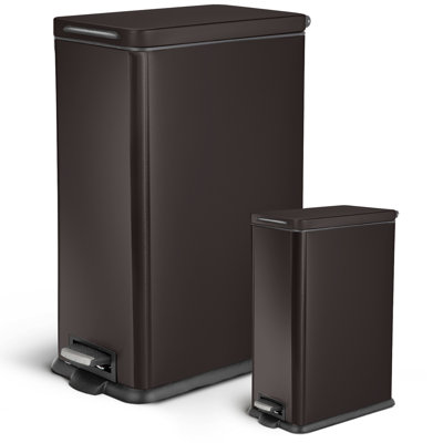 12 Gallon and 2.5 Gallon Stainless Steel Slim Trash Can Combo Set