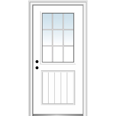 Planked Internal Grilles Primed Fibreglass Prehung Front Entry Doors