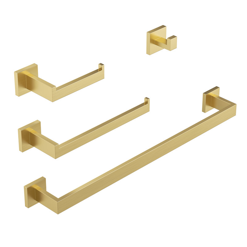 4 - Piece Bathroom Hardware Set, Brushed Gold