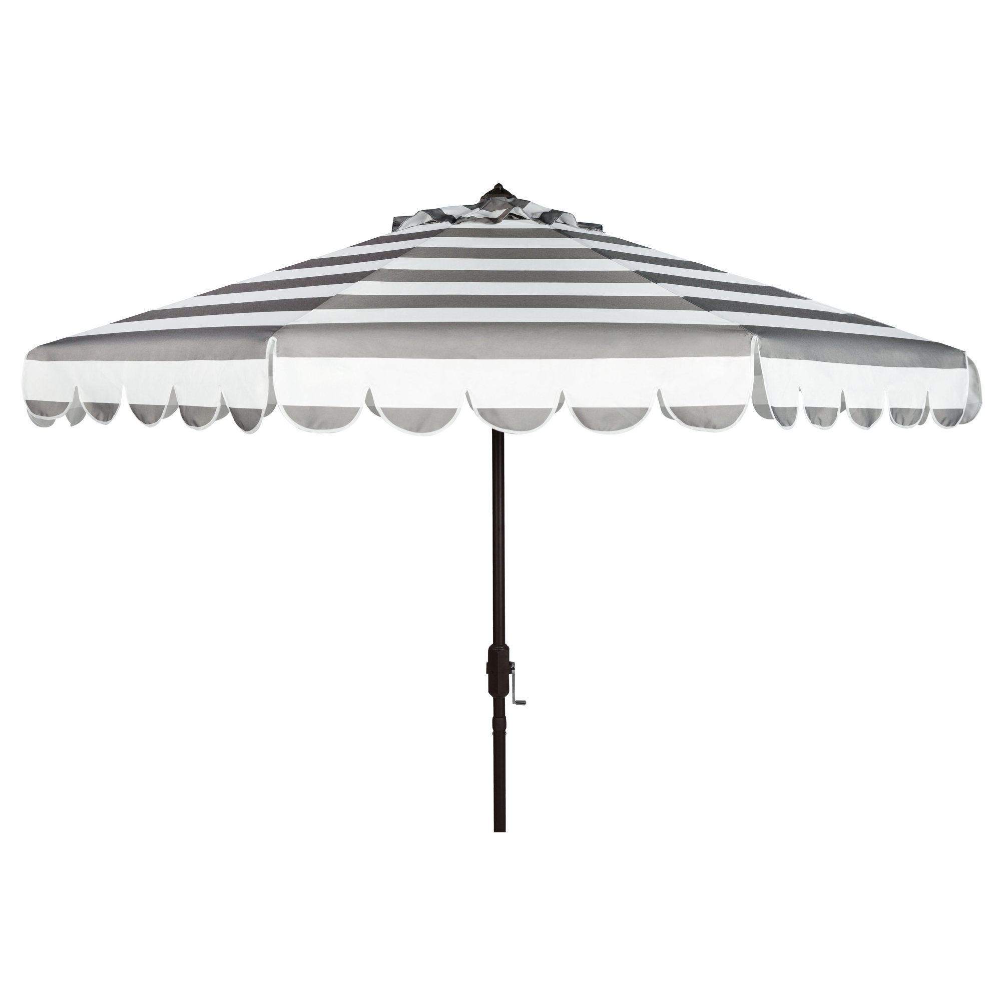 Natalee 108" Scalloped Tilt Top Market Umbrella, Gray/White