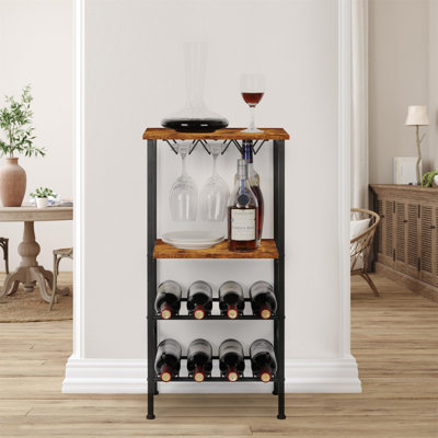 Williston Forge Wine rack, free standing, floor wine bar rack with