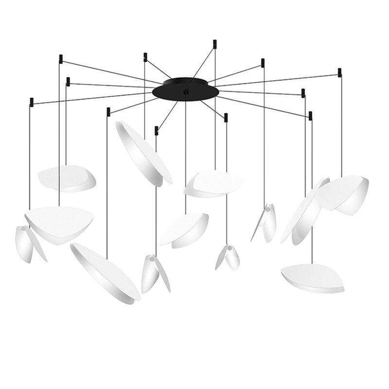 Papillons 9 - Light Satin Black LED Unique/Statement Pendant, 24, Satin White