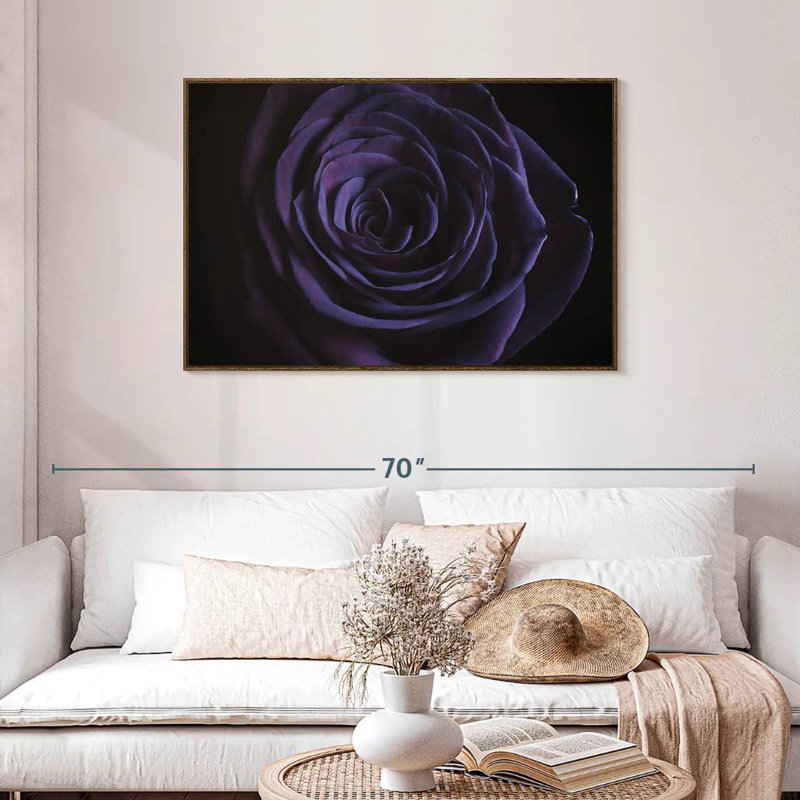 Rose mauve en fleurs, Cadre flottant noyer, 43 po x 29 po