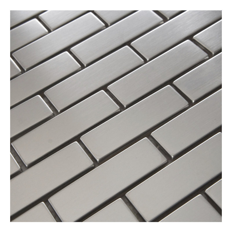 Carreau de mosaïque murale en acier inoxydable à joint brique 0,5 "x 2" Modena