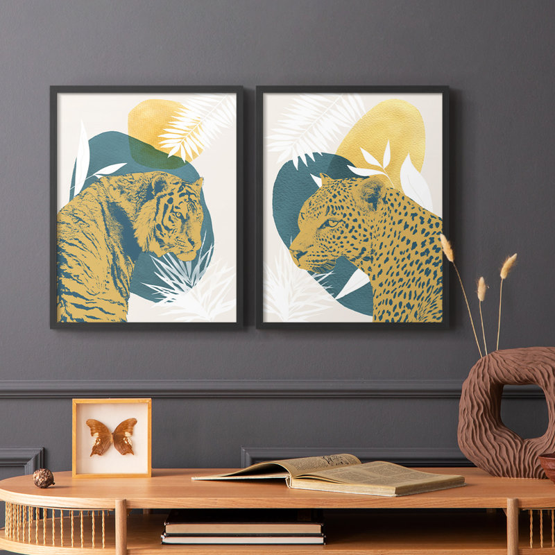 «Jungle Cat I», reproduction encadrée de qualité supérieure - prête à être accrochée - aucun clou requis - aucun clou requis