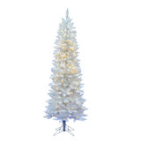 Crystal White Spruce Pencil 7.5' Artificial Christmas Tree with 275 LED Multicolored Lights with Stand