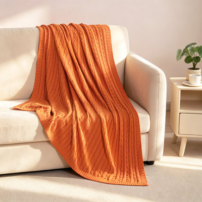 Couverture tricotée 100% pur coton, couverture tricotée douce et chaude, lavable à la machine, utilisation intérieure et extérieure