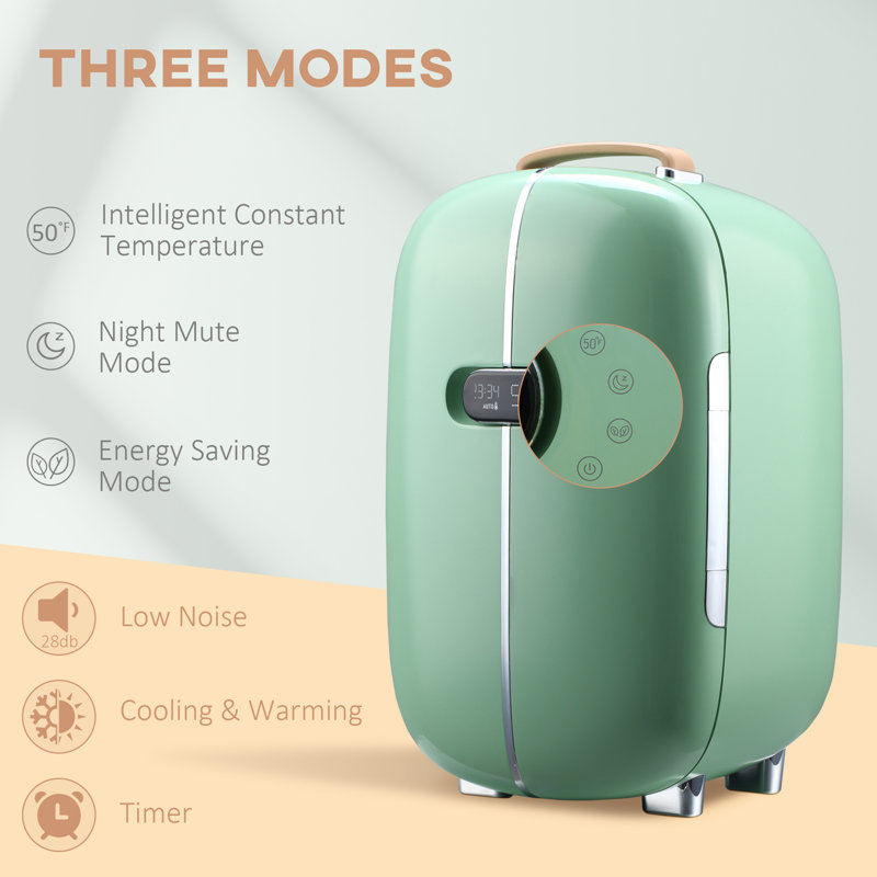 Compact Green Thermoelectric Skincare Mini Fridge with Timer