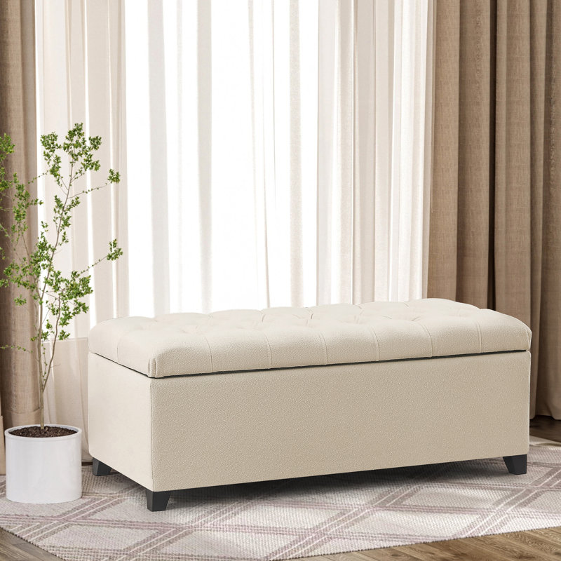 Banc de rangement avec repose-pieds 40 pouces, Beige