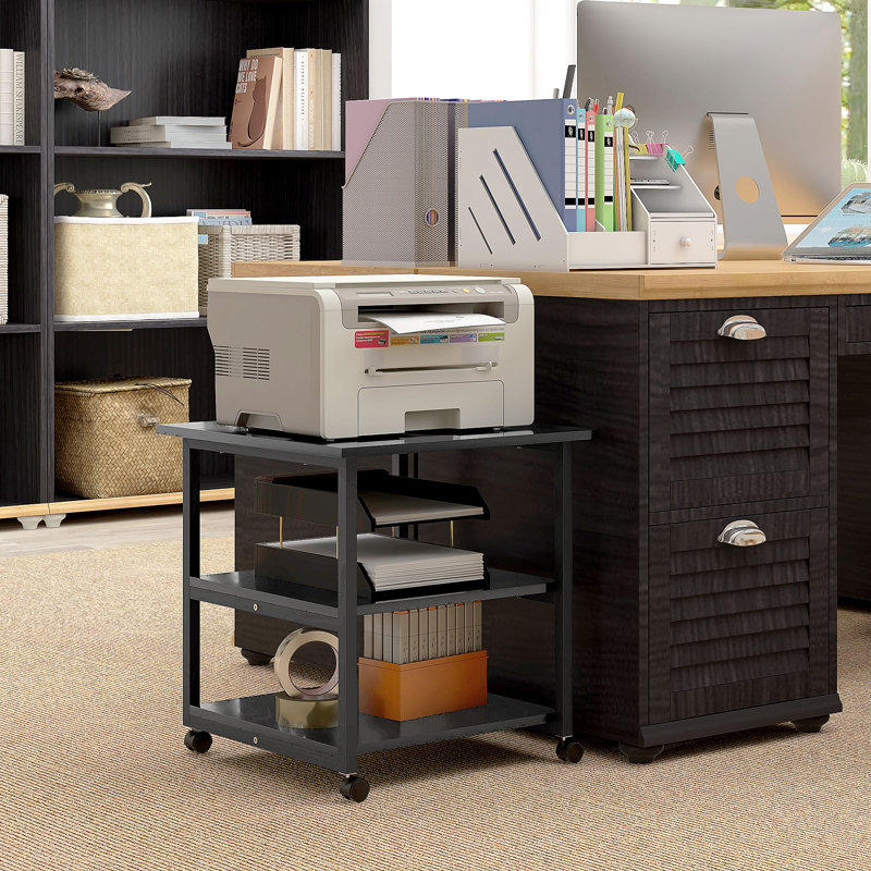 Olias 52.5cm H x 50cm W Printer Stand with Wheels, Black