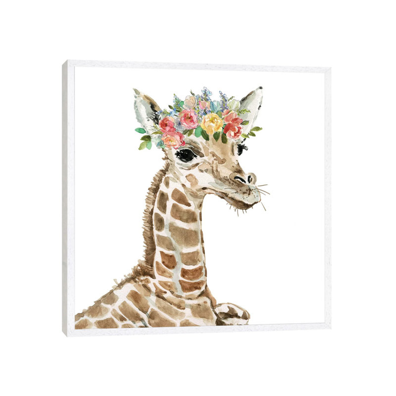 Savannah Giraffe by Carol Robinson - Painting on Canvas, 66.04 cm H x 66.04 cm W, White Framed