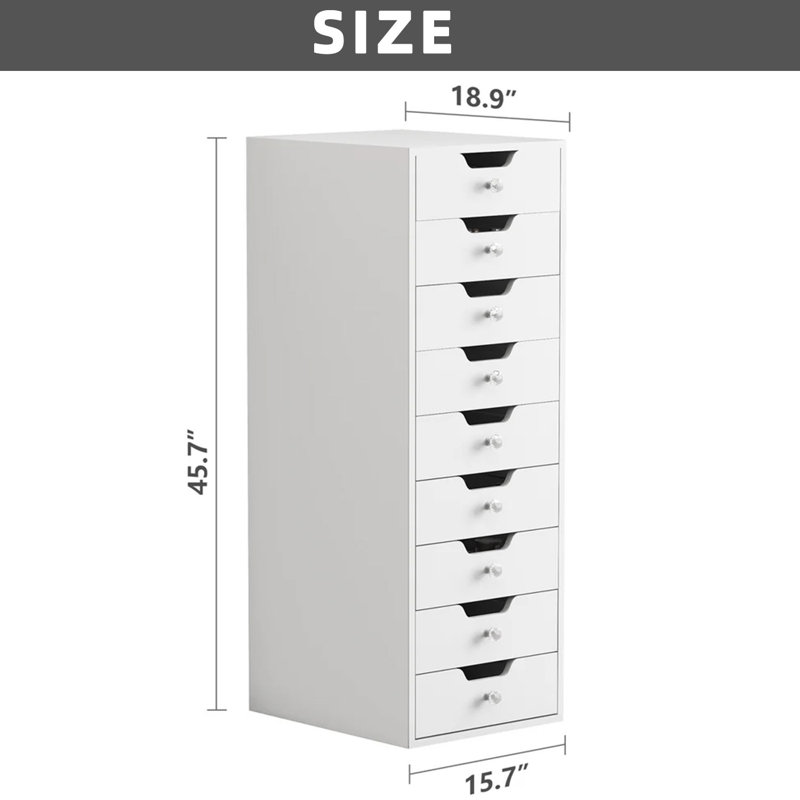 Commode 9 tiroirs Nuaymah, Blanc