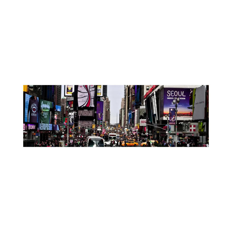 New York Panoramic Skyline Cityscape (Times Square - Day) - Wrapped Canvas Panoramic Print